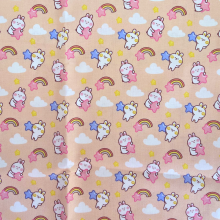 בד ארנבונים כוכבים וקשת בענן רקע ורוד